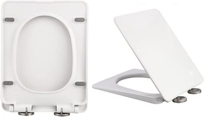 Vierkante Toiletzitting - Toiletdeksel - Badkamer Vernieuwen - Zacht Sluitend - Snel Ontgrendelbaar - Wit