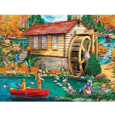 Diamant schilderij borduurwerk waterrad kinderen kruissteek diamant mozaïek handwerk tuinhuis 20X30CM beige