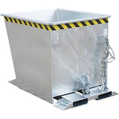 Kiepbak GU-RZ55, voor trolleytreinen, kiep- en schuifbeveiliging, 550 l, gegalvaniseerd