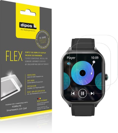dipos – 2x Beschermfolie geschikt voor FORRLITE Smartwatch 2.01 Zoll | 3D Full Cover Screenprotector | 100% Passend