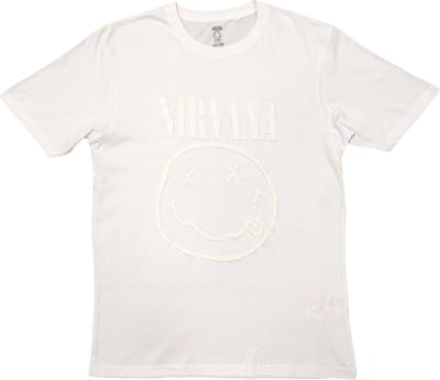 Nirvana - White Happy Face Heren T-shirt - S - Wit