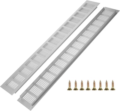2 Stuks Aluminium Ventilatie Roosters Rechthoekig voor Kast en Badkamer 80x600 mm