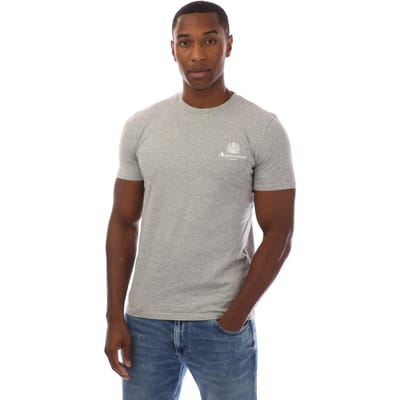 Aquascutum Heren Londen Borstlogo Crew Neck T-Shirt (Lichtgrijs/Wit)