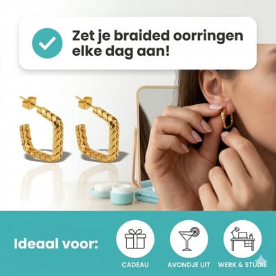 Aramat Jewels | Oorbellen | Goudkleurige Vierkante Oorringen Gourmetschakel 20x5mm RVS | | | |5mm | Staal | Volwassenen | Verkleurd niet
