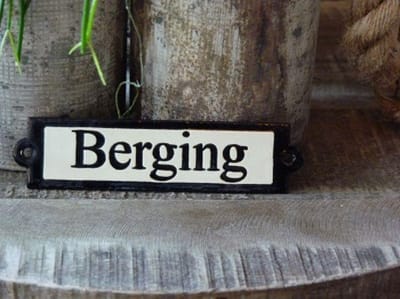 Emaille deurbordje recht 'Berging'