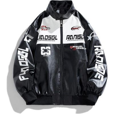 Jas Opstaande Kraag Casual Lente en Herfst Nieuw Los Heren Motorjack Leer L