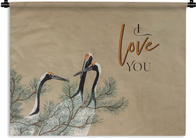 Wandkleed - Wanddoek - I love you - Quotes - Spreuken - Liefde - Relatie - 120x90 cm - Wandtapijt