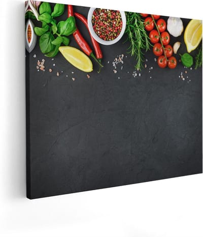 Artaza Canvas Schilderij Keuken Kruiden - 50x40 cm - Muurdecoratie Tomaten - Wanddecoratie Woonkamer - Kamer Accessoires
