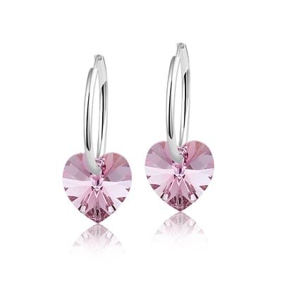 Montebello Oorbellen Claire HZ78 - Swarovski Hart - 925 Zilver Gerhod.- Ø10mm - 20mm