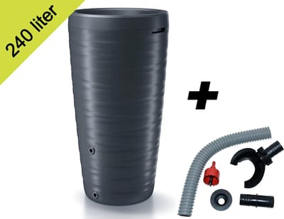 Maze regenton 2in1 240l antraciet met complete aansluitset
