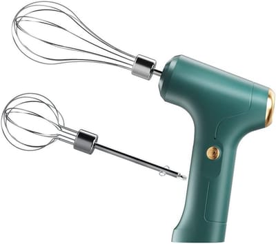 Elektrische handmixer met 2 mengbladen, elektrische eierklopper voor huishoudelijk gebruik, 3 snelheidsstanden voor het kloppen van melk, het mengen van pudding, koekjes- en cakebeslag, oplaadbaar via USB - groen.