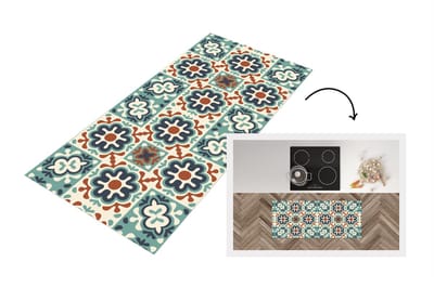 Keukenloper - Loper keuken - Bloem - Ornament - Patroon - 120x50 cm - Keukenloper vinyl
