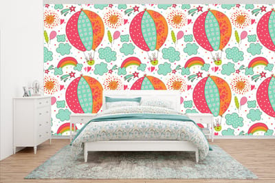 Behang - Fotobehang Konijn - Patroon - Baby - Breedte 500 cm x hoogte 280 cm
