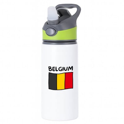 Hacebo® - Belgium vlag waterfles met rietje groen - België - reizigers - toerist - verjaardagscadeau - souvenir - vakantie - kado - gift - geschenk - water fles - 650ML
