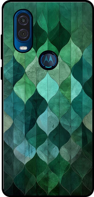 Smartphonica Telefoonhoesje Geschikt voor Motorola One Vision met groene bladeren opdruk - TPU backcover case green leaf design - Groen geschikt voor Motorola One Vision