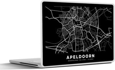 Laptop sticker - 13.3 inch - Kaart - Apeldoorn - Zwart - 31x22,5cm - Laptopstickers - Laptop skin - Cover