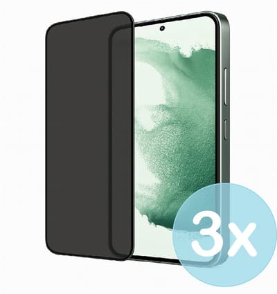 Privacy Screenprotector Geschikt voor Samsung Galaxy S22 Plus – Anti-Gluren – Krasbestendig Gehard Glas 9H – Volledige Dekking – 3-Pack – FuturiQ