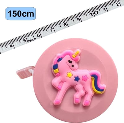 Rolmaat Cartoon - Meetlint Lichaam - Lichaam Meter - Meetband - Klussen Meetlint - Lintmeter - Hobby Meetlint - Uittrekbaar - 150cm - Roze - Eenhoorn