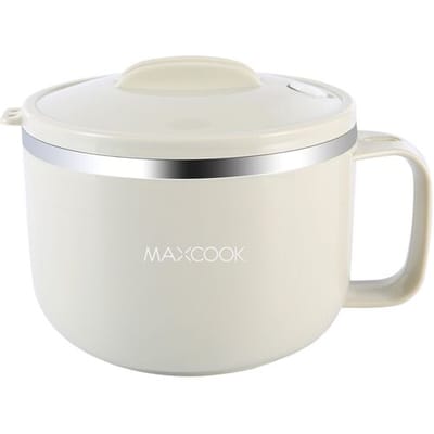 Maxcook ramenkom van 304 roestvrij staal - met deksel en houder voor mobiele telefoons - 1,2 l - grijs