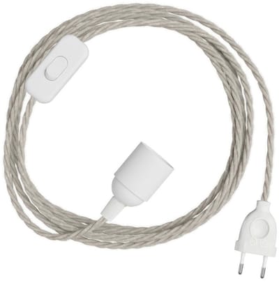 Creative Cables Snakebis Twisted E14 Kabelset Met Lamphouder. Stofgebreide Kabel En Stekker Met 2 Pinnen 3 M Transparant