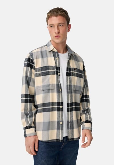 camel active Flanellen overhemd met contrastdetails en borstzakken - Maat menswear-L - Marineblauw
