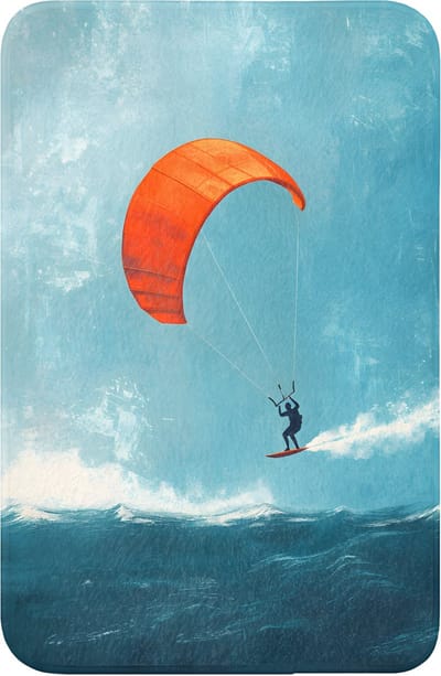 WC mat 40x60 cm - Antislip - Kitesurfer - Oranje - Zee - Lucht - Toiletmat - Vloermat - Douchemat - Toilet tapijt - Toiletmatten