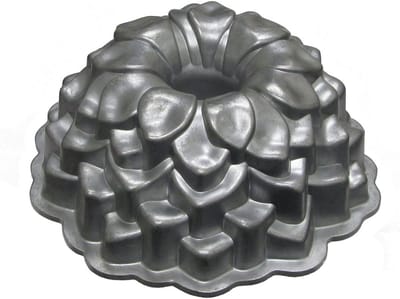 Gietijzeren Bakvorm Chrysant Bloem - 2,4 Liter - Zilver Kleur