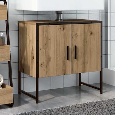 vidaXL - Wastafelkast - 60x33x60 - cm - bewerkt - hout - artisanaal - eikenkleurig