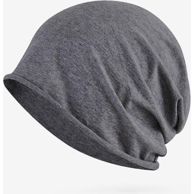 Bonnet de nuit en pur coton pour homme Chapeau pour personne chauve pour femme Automne et Hiver Sommeil Fin Couche Unique gris foncé