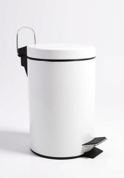 Maison Elara Cosmetische Afvalbak Voor In De Badkamer - Roestvrij Staal Met Uitneembare Binnenemmer - Elegante Pedaalemmer - Compact en Praktisch - Wit - 3L