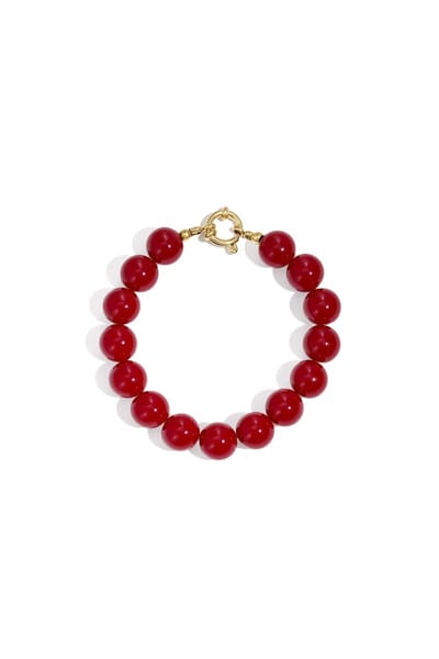 Bijoutheek Armband (Sieraad) Kralen Statement 12mm Wine Red