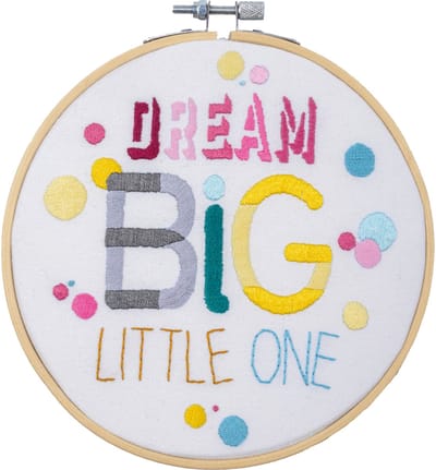 Vervaco - Borduurkit met borduurring - 16cm - Quote Dream big - PN-0215322