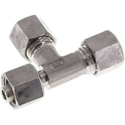 8L RVS L-vorm Snijringkoppeling Draaidoorvoer 315bar Verstelbaar ISO 8434-1