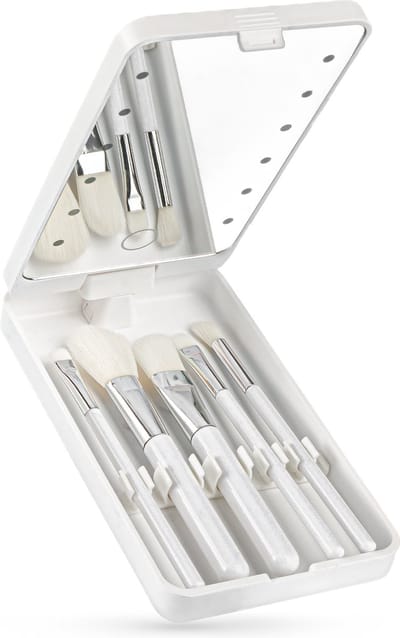 Make up kwasten set met make-up spiegel met verlichting - LED – wit