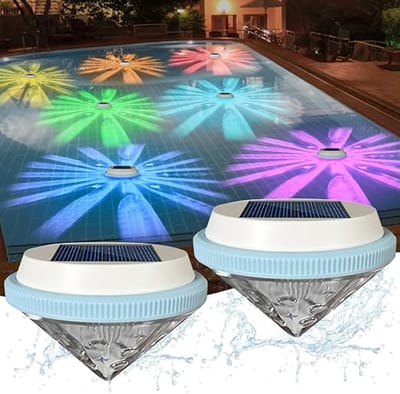 Twee op zonne-energie werkende drijvende zwembadlampen, drijvende zwembadlampen, drijvende zwembadlampen, 7-kleuren veranderende zwembadlampen op zonne-energie, Geschikt voor vazen, spabaden, aquariums en vijvers.