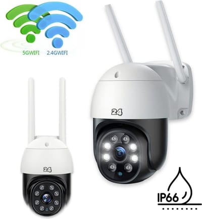 Activ24™ - Dual band WiFi camera met nachtzicht voor binnen en buiten - 2.4ghz & 5ghz - Draadloze beveiligingscamera - Securitycamera - incl. geheugenkaart en verlengkabel
