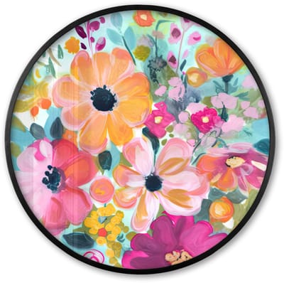 Poster in lijst Rond - Fotolijst 60x60 cm - Posters - Bloemen - Schilderij - Natuur - Botanisch - Ronde posterlijst zwart - Decoratie - Wanddecoratie woonkamer - Muurdecoratie slaapkamer