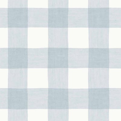 Behang - Kinderkamer – Ruiten – Schotse Ruit- Blauw - Wit- Babykamer - Kinderbehang – Vichy Ruiten - 0,53 x 10,05 M