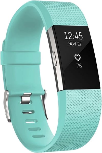 By Qubix - Compatible Fitbit bandje - Geschikt voor fitbit Charge 2 sportbandje - Maat: Large - Cyaan - Horlogeband - smartwatchbandje