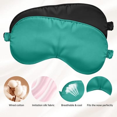 Zijde Slaapmasker voor Vrouwen - Zacht en Lichtdicht Oogmasker met Verstelbare Band, Ideaal voor Ontspanning en Reizen (Zwart + Donkergroen)