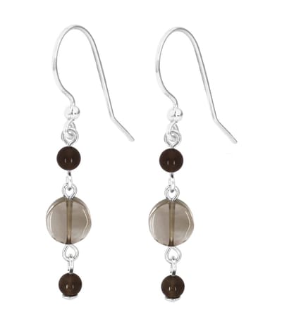 ARLIZI 2325 Oorbellen rookkwarts kralen oorhangers - sterling zilver - 4 cm