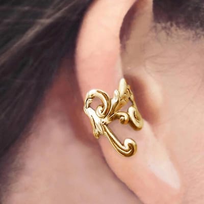 Huitan Bloem Design Oor Cuff Oorbellen voor Vrouwen Kleur/Gouden Kleur Niet-doorborend Stijlvolle Clip Oorbellen Cadeau Vintage Sieraden brown