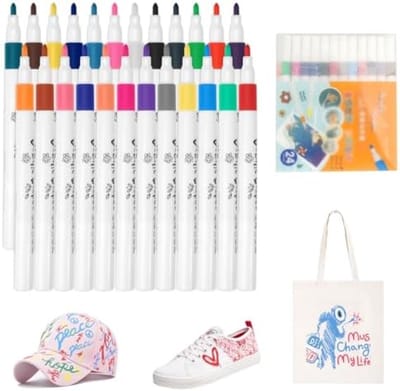 Textielstiften Set van 24 Stuks - Wasbestendige Stoffen Markers voor T-shirts, Jeans, Schoenen en Textiel - Permanent, Snel Drogend en Lichtecht