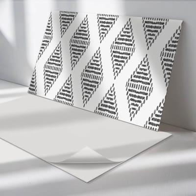 Wallfluent Vinyl Tegels - Ruitpatroon Vloer Tegels PVC - 40 cm x 20 cm - Zwart PVC Tegels - 10 stuks - Rechthoek PVC Tegels - Patroon Plaktegels - Zelfklevende PVC Tegels - Plaktegels Keuken en Badkamer