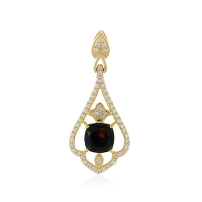 Cavill - Zilveren Hanger Verguld - 925 Sterling Zilver - Mezezo Opaal 1,102 ct Antiek Kussen - 50 Cambodjaanse Zirkonia 0,743 ct - Druppelvorm Elegant