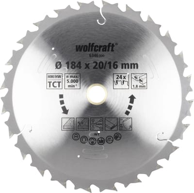 wolfcraft - Cirkelzaagblad voor accu-handcirkelzagen, serie lila, Ø 184 mm - 6346000
