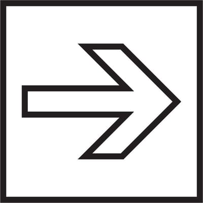 Pijl rechtdoor sticker, wit zwart 100 x 100 mm
