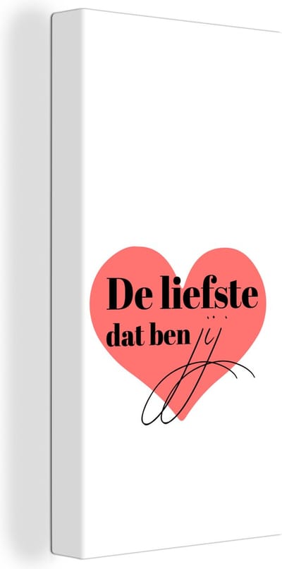 Canvas Schilderij Quotes - Spreuken - Stel - De liefste dat ben jij - 20x40 cm - Wanddecoratie
