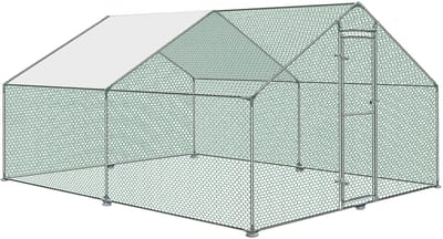 ACXIN Kippenhok met Ren - 3x4x2m - Verzinkt Frame - PVC Net - PE Dak