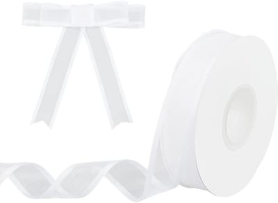 20m Witte Ribbons met Draadrand voor Cadeauverpakking, Bruiloft Decoratie en Creatieve Knopen